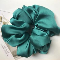 Turquoise Satin Hair Scrunchie