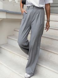 Women’s Grey High-Waisted Trousers IVON
