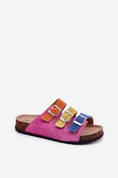 Women’s Colorful Suede Slippers with Buckles and Anatomical Sole