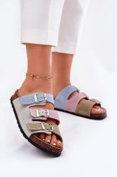 Women’s Colorful Suede Slippers with Buckles and Anatomical Sole