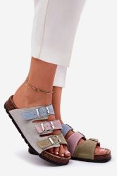 Women’s Colorful Suede Slippers with Buckles and Anatomical Sole