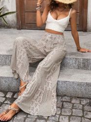 Women’s High Waist Boho Print Wide Leg Pants