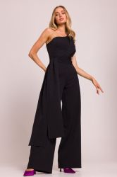 Asymmetric Black Jumpsuit with Sash MOE (Made of Emotion)