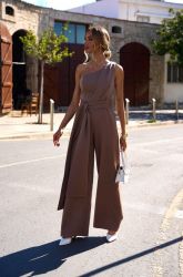 Asymmetric Mocca Jumpsuit with Sash MOE (Made of Emotion)