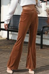 Women's Brown High Waist Flare Corduroy Pants
