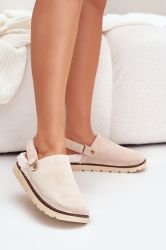 Women’s Eco-Suede Platform Slippers with Warm Shearling Lining