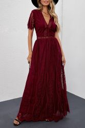 Fiery Red Fill Your Heart Lace Maxi Dress