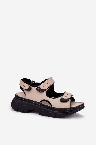 Women’s Sporty Leather Sandals with Velcro Straps – Step in Style
