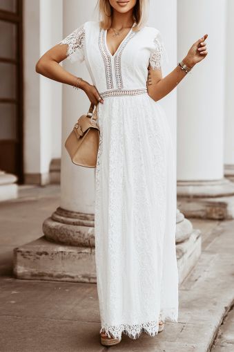 White Fill Your Heart Lace Maxi Dress