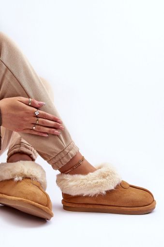 Women’s Brown Eco Suede Slippers with Warm Fluffy Lining