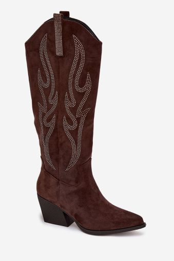 Women’s Eco Suede Knee-High Boots with Rhinestone Detail