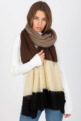 Women’s Brown, Cream & Black Knitted Scarf