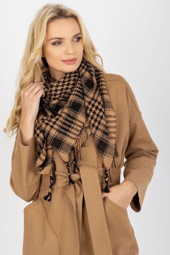Women’s Brown and Black Checkered Scarf