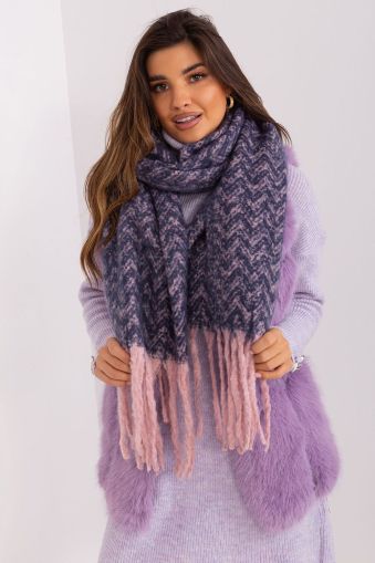 Women’s Long Purple and Pink Geometric Scarf