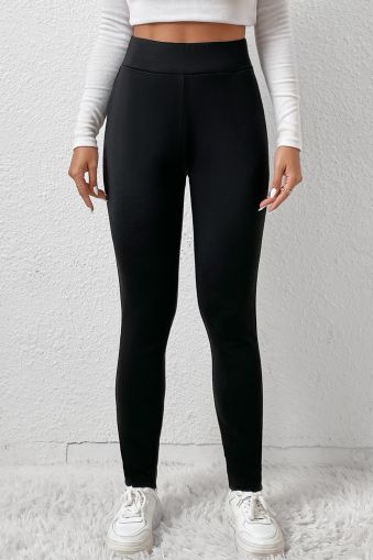 Women's Black Fleece-Lined Winter High Waist Leggings