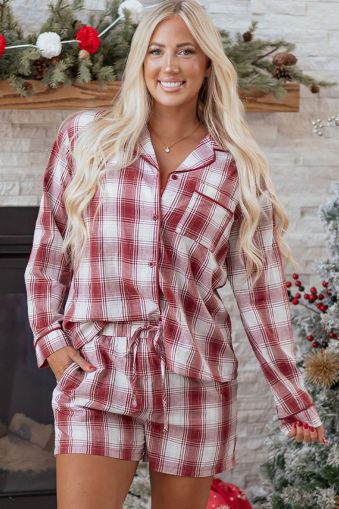 Women’s 100% Cotton Plaid Pajama Set