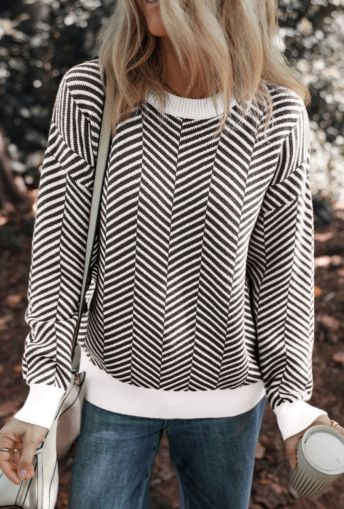 Parchment Solid Textured Knit Split Cuff Drop Shoulder Loose Sweater