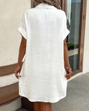 Women's Simple Style Solid Color Holiday Daily V Neck Short Sleeve Regular Dress