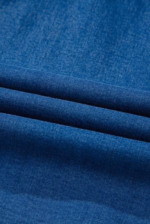 Sail Blue Square Neck Bowknot A-line Sleeveless Denim Dress