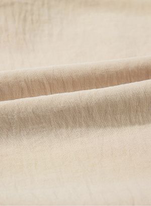  Beige Knot Front Short Sleeve Blouse