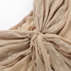 Beige Tie-Front Bustier Crop Top