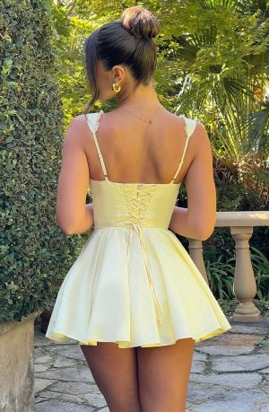 Yellow Corset-Style Mini Dress with Flattering Fit