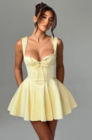 Yellow Corset-Style Mini Dress with Flattering Fit