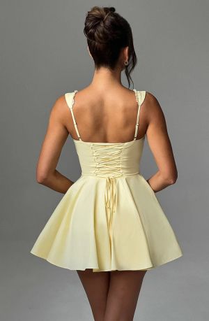 Yellow Corset-Style Mini Dress with Flattering Fit