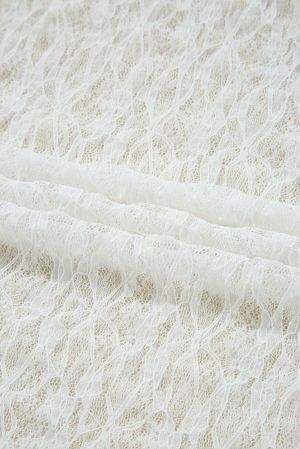 White Sheer Lace Blouse with Bell Sleeves