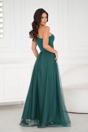 Elegant Long Green Dress with Sequins and Slit
