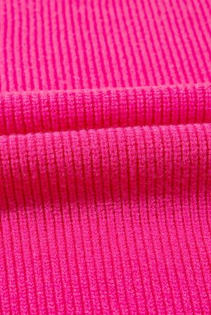 Rose Red Heart Shape Drop Shoulder Round Neck Sweater