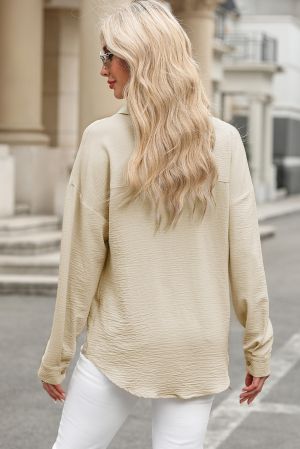 Beige Textured Button-Up Shirt