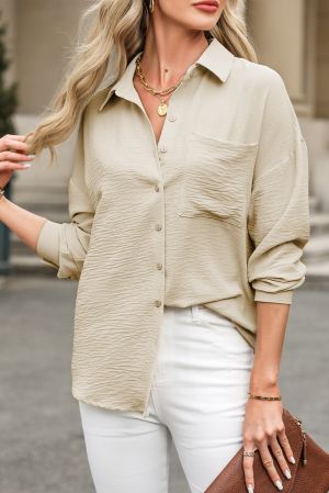 Beige Textured Button-Up Shirt