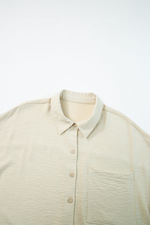 Beige Textured Button-Up Shirt