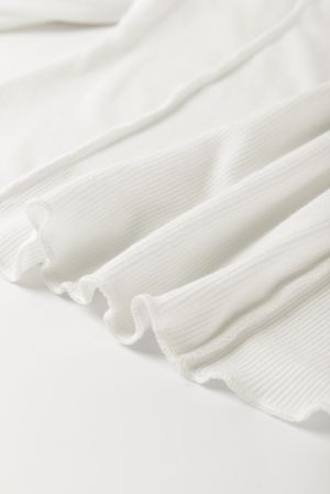 White Long Sleeve Top with Exposed Seams