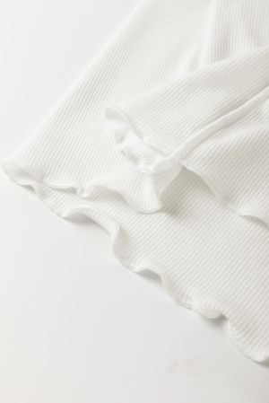White Long Sleeve Top with Exposed Seams