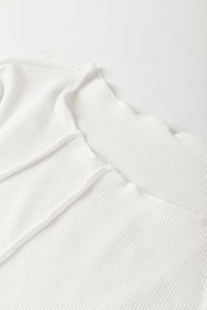 White Long Sleeve Top with Exposed Seams