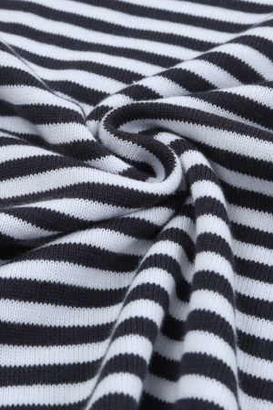 Contrast Trimmed Striped Drop Shoulder Sweater, 100% Cotton