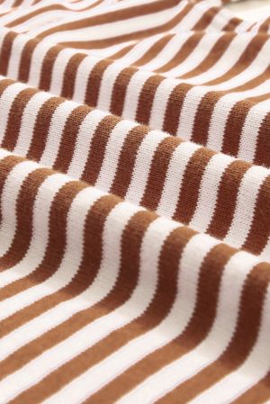 Contrast Trimmed Striped Drop Shoulder Sweater, 100% Cotton