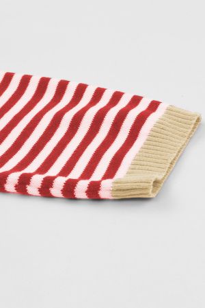 Contrast Trimmed Striped Drop Shoulder Sweater, 100% Cotton