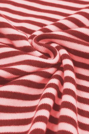 Contrast Trimmed Striped Drop Shoulder Sweater, 100% Cotton