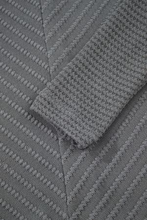 Gray Textured Top with V-Neck and Back Cutout