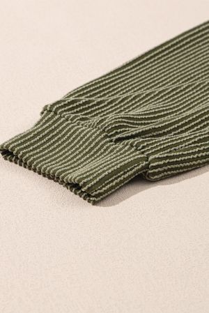 Jungle Green Twisted Rib Texture Solid Hoodie