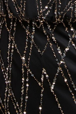 Black Sequin Racer Neck Maxi Dress