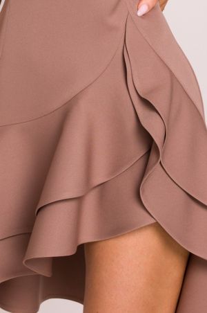 Elegant Brown Dress with Asymmetric Hem MOE (Made of Emotion)