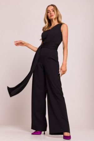Asymmetric Black Jumpsuit with Sash MOE (Made of Emotion)