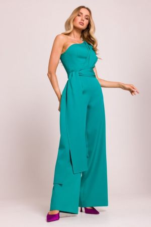 Asymmetric Turquoise Jumpsuit with Sash MOE (Made of Emotion)