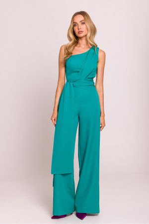 Asymmetric Turquoise Jumpsuit with Sash MOE (Made of Emotion)
