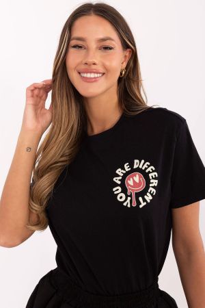 Black Graphic T-shirt with “You Are Different” and “I Like You” Print