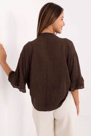 Brown Cotton Shirt in Boho Style